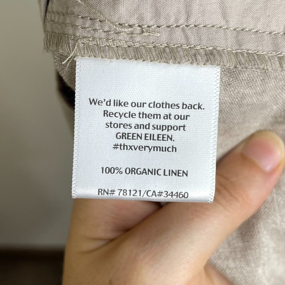 Eileen Fisher 100% organic linen wide-leg pants beige womens 16 - Picture 6 of 7